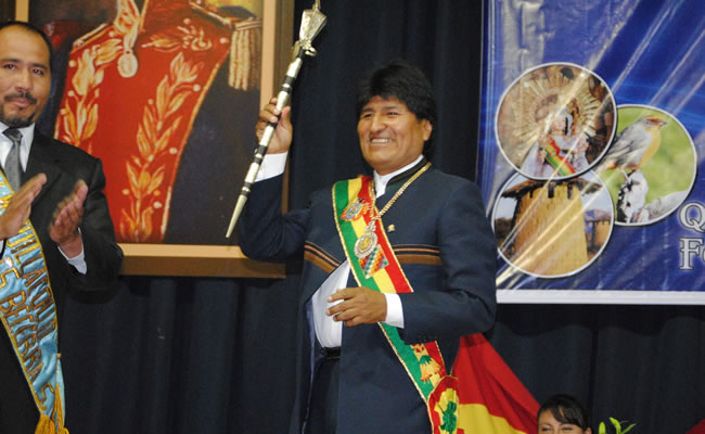 Presidente Evo Morales asiste al asiste al 107 aniversaro de Quillacollo. Foto: ABI
