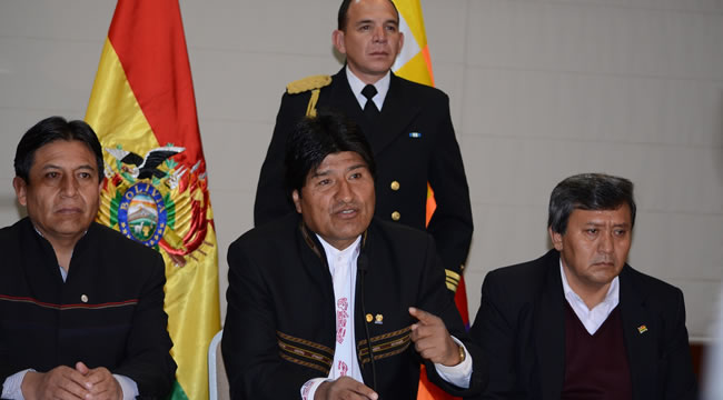 Presidente Morales, en conferencia de prensa en Lima Peru. Foto: ABI
