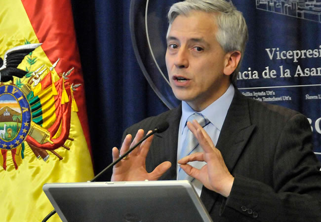 Vicepresidente, Álvaro García Linera en conferencia de prensa. Foto: ABI