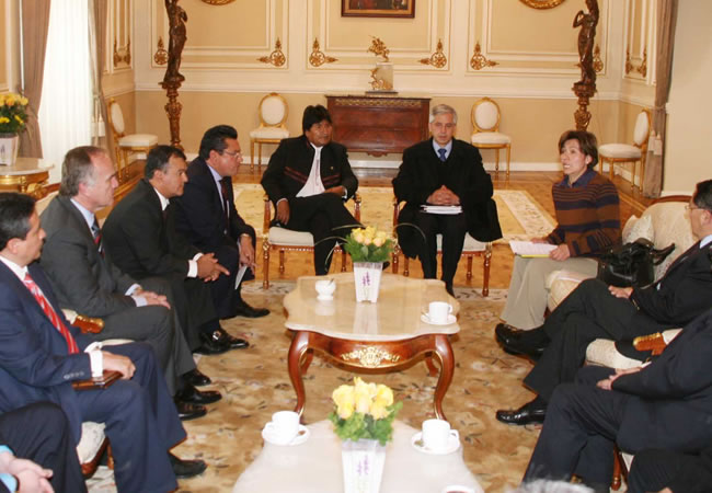 Presidente Morales se reune con la confederacion de empresario privados. Foto: ABI