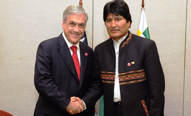 Reunión entre los presidentes Sebastián Piñera de Chile y Evo Morales de Bolivia el año 2011. Foto: ABI