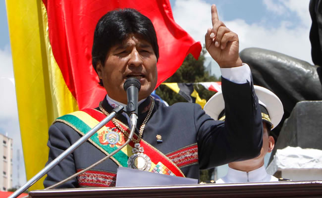 Presidente Evo Morales en la conmemoración del día del Mar. Foto: ABI