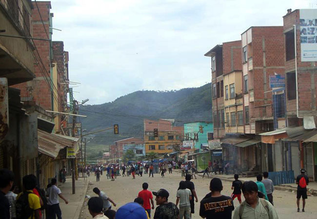Enfrentamientos registrados en la población de Caranavi, La Paz. Foto: ABI