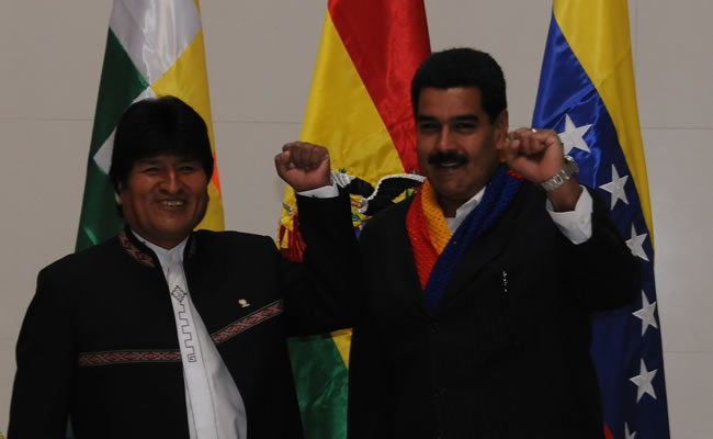Evo Morales y Nicolás Maduro. Foto: ABI
