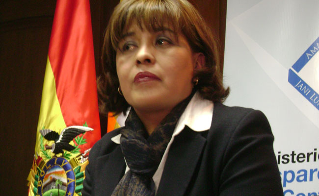 Nardi Suxo, ministra de Transparencia y Lucha contra la Corrupción. Foto: ABI
