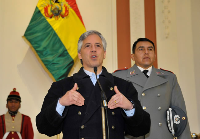 Vicepresidente, Álvaro García Linera en conferencia de prensa. Foto: ABI