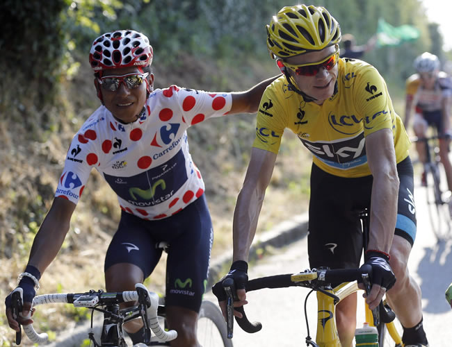 El ciclista colombiano Nairo Quintana (i) y el británico Christopher Froome (d). Foto: EFE