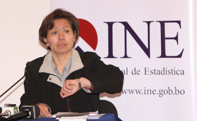 Viviana Caro, ministra de Planificación del Desarrollo, en la presentación de los resultados del Censo 2012. Foto: ABI