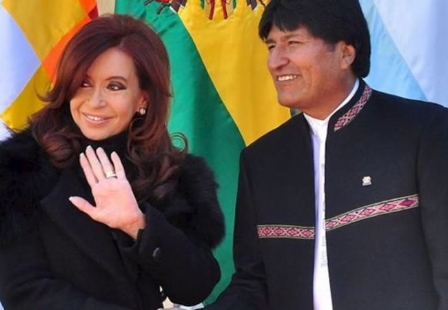 Presidenta de Argentina, Cristina Fernández y  Presidente de Bolivia, Evo Morales. Foto: EFE