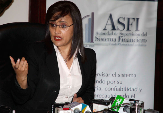 Lenny Valdivia, directora de la Autoridad de Supervisión del Sistema Financiero. Foto: ABI
