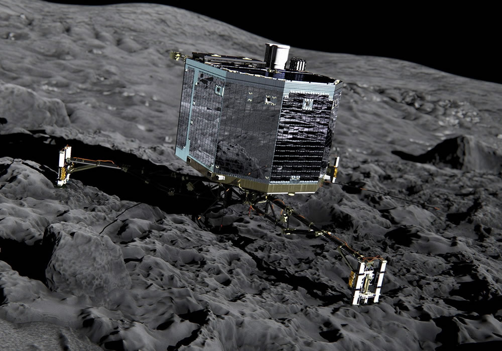 La sonda Rosetta de la Agencia Espacial Europea, que lleva una década viajando por el Sistema Solar, se prepara para el primer aterrizaje de la historia en un cometa en vuelo. Foto: EFE