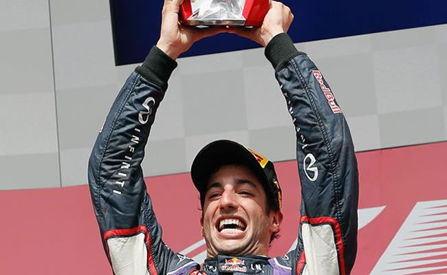 El piloto australiano Daniel Ricciardo ganador del Gran Premio de Canadá. Foto: EFE