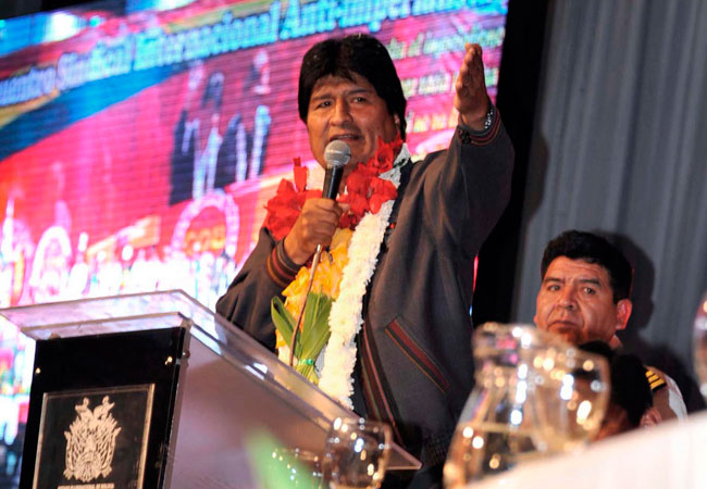 El presidente de Bolivia, Evo Morales, durante la inauguración del Encuentro Antiimperialista. Foto: ABI