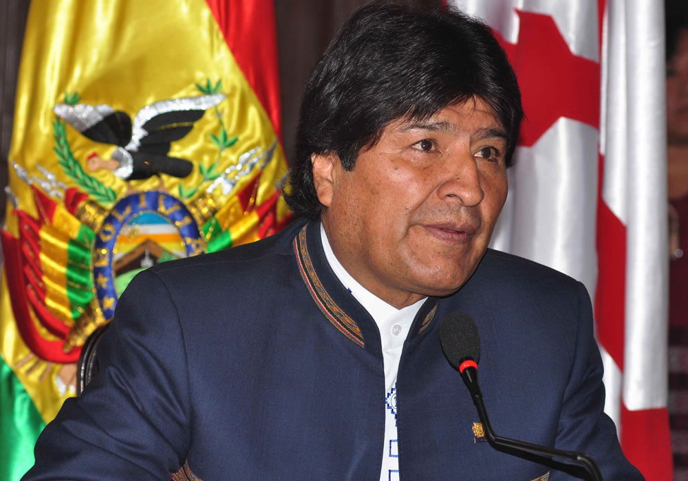 El presidente de Bolivia, Evo Morales, habla durante una rueda de prensa. Foto: EFE