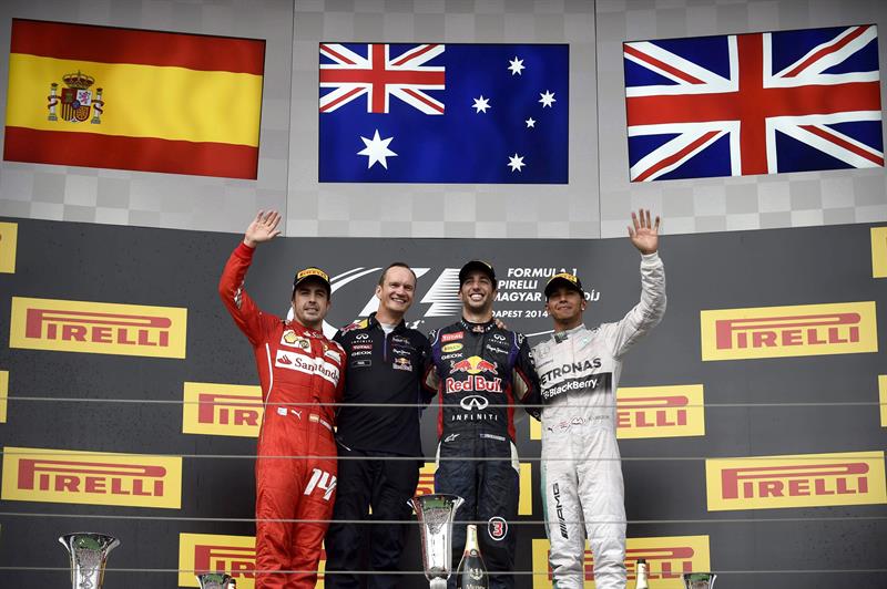 Ricciardo fue el más rápido en Hungría, donde la lluvia fue protagonista. Foto: EFE