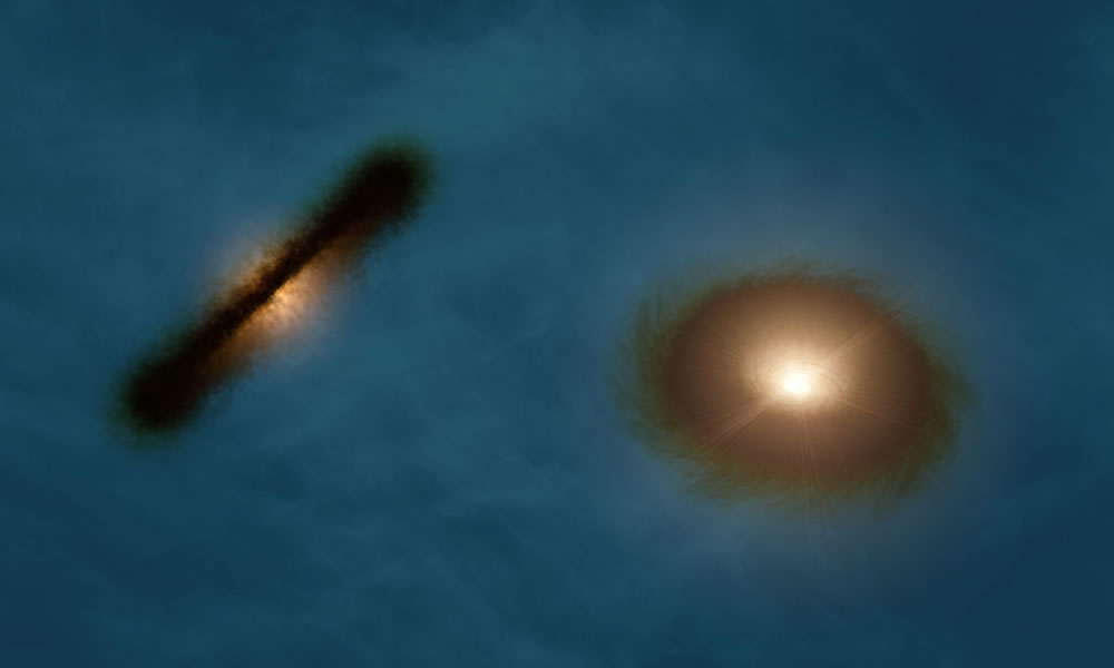 Equipo de astrónomos ha descubierto una impresionante pareja de discos de gas con formación de planetas. Foto: EFE