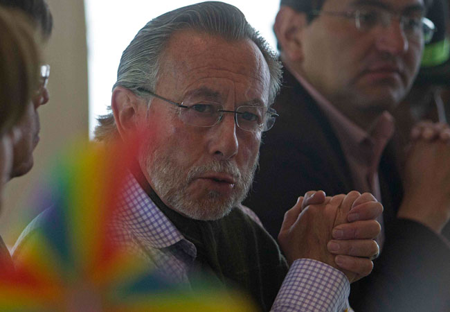 Juan del Granado, candidato presidencial por el Movimiento Sin Miedo, en la presentación de su propuesta de Gobierno ante medios internacionales, en La Paz. Foto: EFE