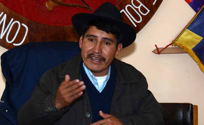 Damián Condori , secretario ejecutivo de la Confederación Sindical Única de Trabajadores Campesinos de Bolivia. Foto: ABI