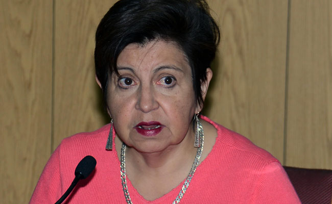 Teresa Morales, ministra de Desarrollo Productivo, quien fue denunciada por Unión Democrática por participar en un acto proselitista del Movimiento al Socialismo en horario laboral. Foto: ABI