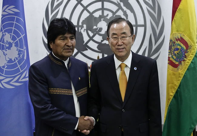 Evo Morales y Ban Ki moon. Archivo. Foto: EFE