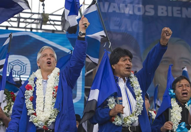 Presidente Evo Morales y Vicepresidente Álvaro García Linera. Foto: EFE