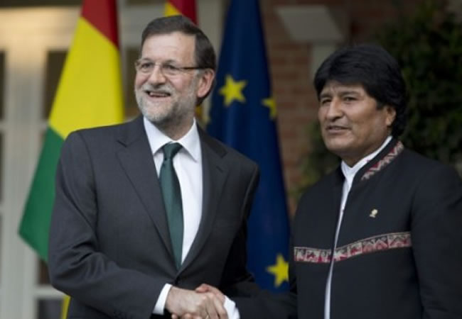 Marino Rajoy y Presidente Evo Morales,  Red Eléctrica Española (REE). Foto: EFE