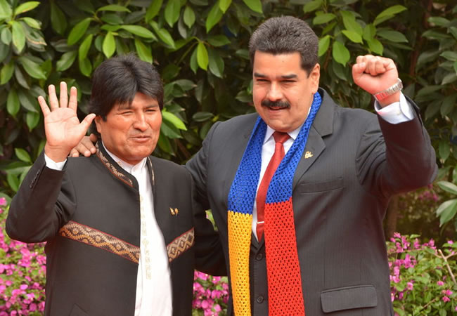 Presidentes Evo Morales y Nicolás Maduro. Foto: EFE