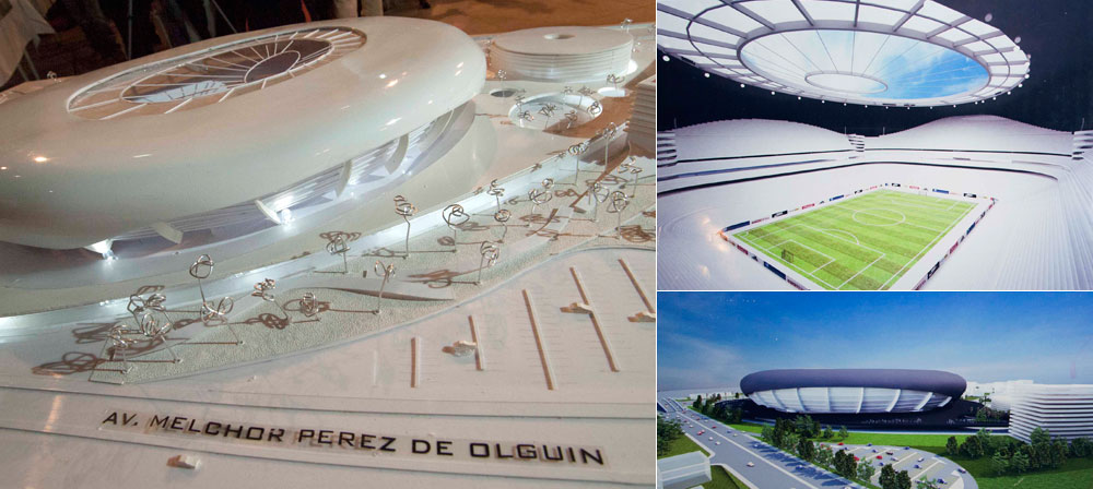 Maqueta del proyecto ganador, en el concurso para el estadio a construirse en Cochabamba, de cara a los Juegos Suramericanos de 2018. Foto: ABI