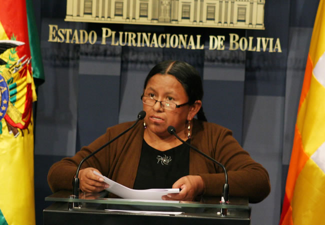 La ministra de Desarrollo Rural, Nemesia Achacollo. Foto: ABI