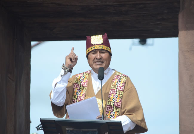 Presidente Evo Morales en ceremonia ancestral. Foto: ABI