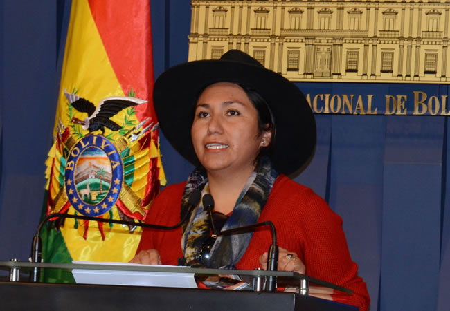 Ministra de Comunicación, Marianela Paco. Foto: ABI