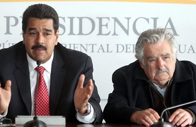 Presidentes de Venezuela, Nicolás Maduro y Presidente de Uruguay, Jose Mujica. Foto: EFE
