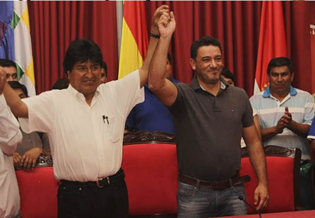 Presidente Evo Morales junto a Pablo Canedo. Foto: ABI