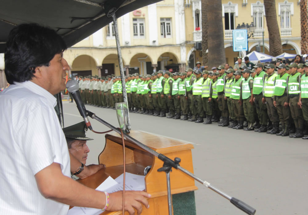 Evo Morales condena actitud de ex Comandante de la Policía y pide cuidar imagen institucional. Foto: ABI