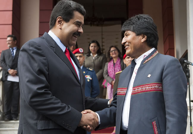 Maduro y Evo Morales, Cumbre de la ALA. Foto: EFE