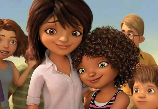 Tip interpretada por la cantante Rihanna, y a su madre Lucy, con la voz de la cantante Jennifer López, en la cinta de animación "Home". Foto: EFE