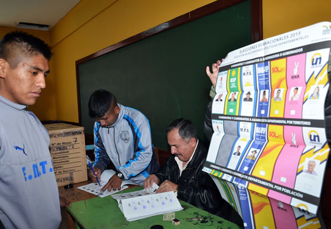 Elecciones subnacionales 2015. Foto: ABI