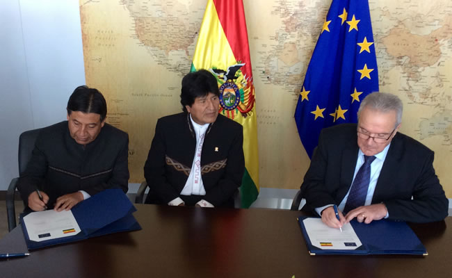 Bolivia y UE firman tres convenios de cooperación por $us 281 millones. Foto: ABI