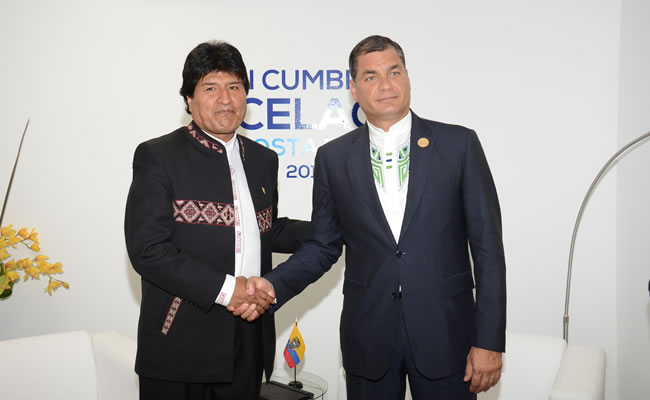 Morales expresa apoyo a Correa y denuncia que hay socialistas. Foto: ABI