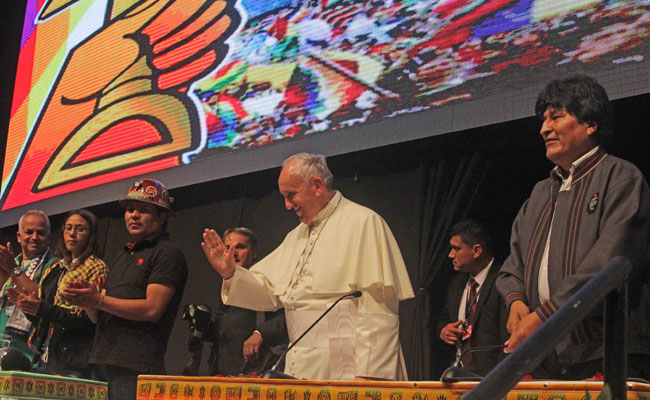 II Encuentro Mundial de los Movimientos Populares con la presencia del papa Francisco y el presidente Evo Morales. Foto: ABI