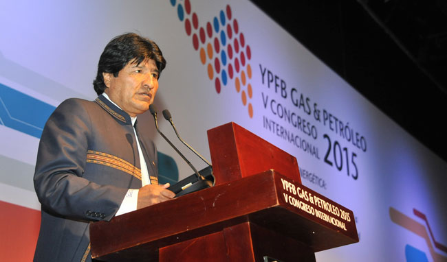 El presidente Evo Morales participa en el V Congreso Internacional YPFB GAS y Petróleo en Santa Cruz de la Sierra. Foto: ABI