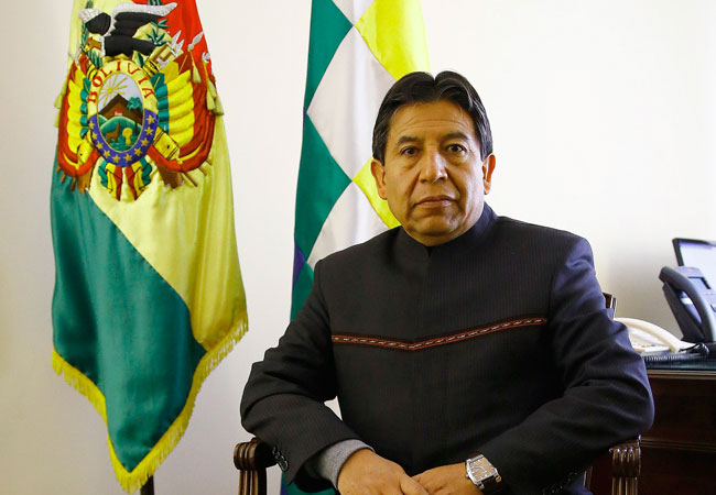 El Ministro de asuntos exteriores de Bolivia, David Choquehuanca, en Madrid durante una entrevista. Foto: EFE