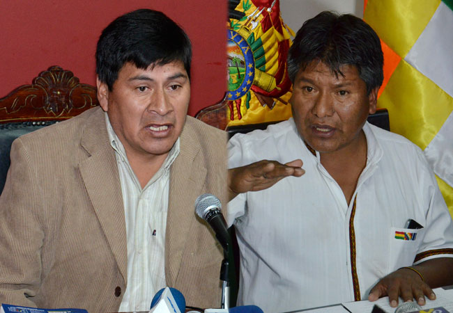 Juan Carlos Cejas (i) y Víctor Hugo Vásquez (d) gobernadores de Potosí y Oruro respectivamente. Foto: ABI