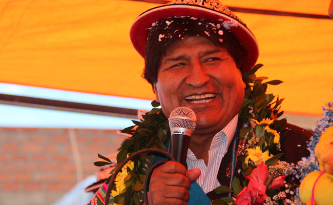 El Presidente del Estado Plurinacional, Evo Morales Ayma, en un acto de gobierno en la región de Yura, Potosí. Foto: ABI