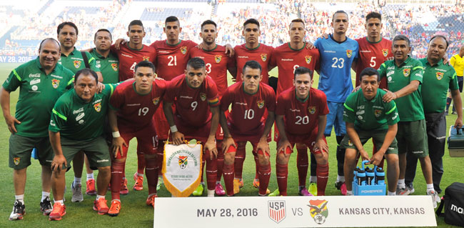Selección boliviana que enfrento a su par de estados unidos en la previa de la Copa América Centenario. Foto: EFE