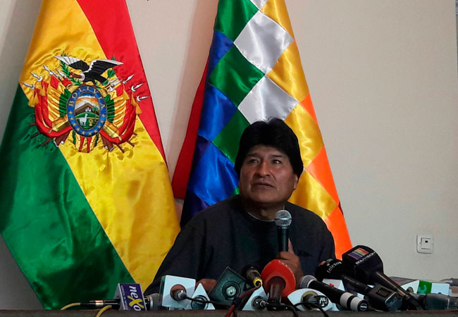 El presidente Evo Morales en conferencia de prensa en la residencia presidencial. Foto: ABI
