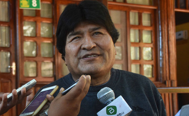 El presidente Evo Morales hace declaraciones a la prensa en Cobija Pando. Foto: ABI