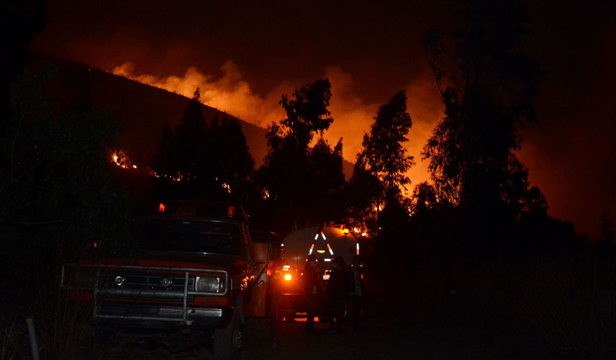 Incendio en el Parque Tunari, Cochabamba. Foto: ABI