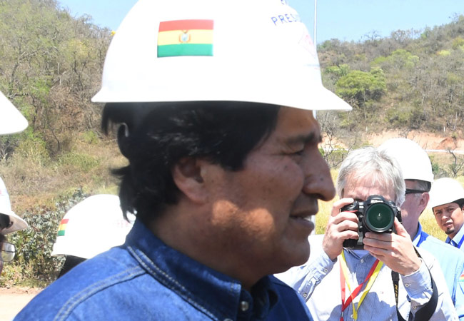 El presidente Evo Morales asiste a la inauguración de la planta Incahuasi. Foto: ABI