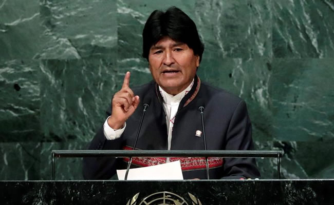 El presidente Evo Morales en su discurso en la Asamblea General de la ONU. Foto: EFE